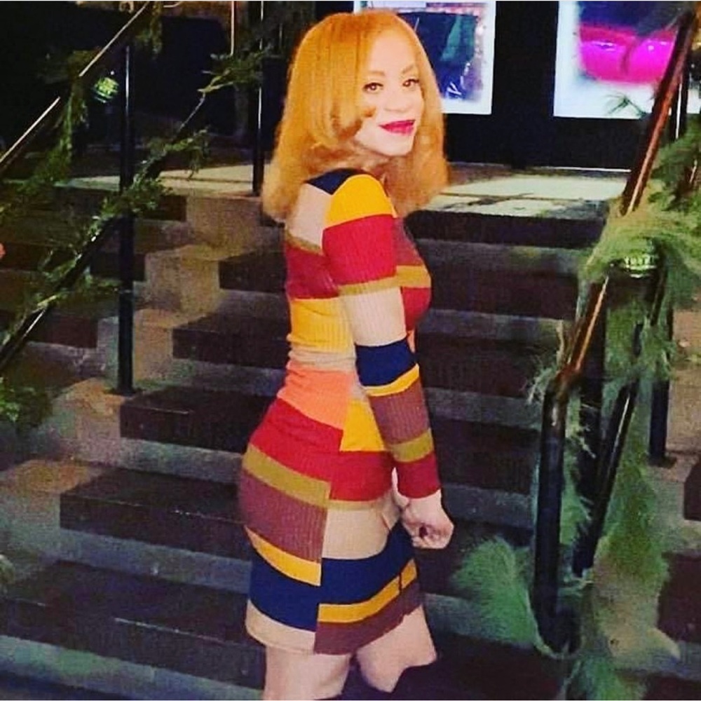 Colorblock sweater dress
